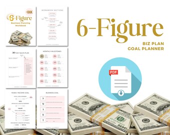 Six Figure Goal Planner, Use This Business Planning Workbook to Create Your 6 Figure Business Strategy, Goal Setting, PRINTABLE