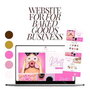 Baking Business WIX Website Template for Donuts, Cookies, Cupcakes and Baked Goods, Pretty Pink Bakery WIX Theme, Boss Free Media