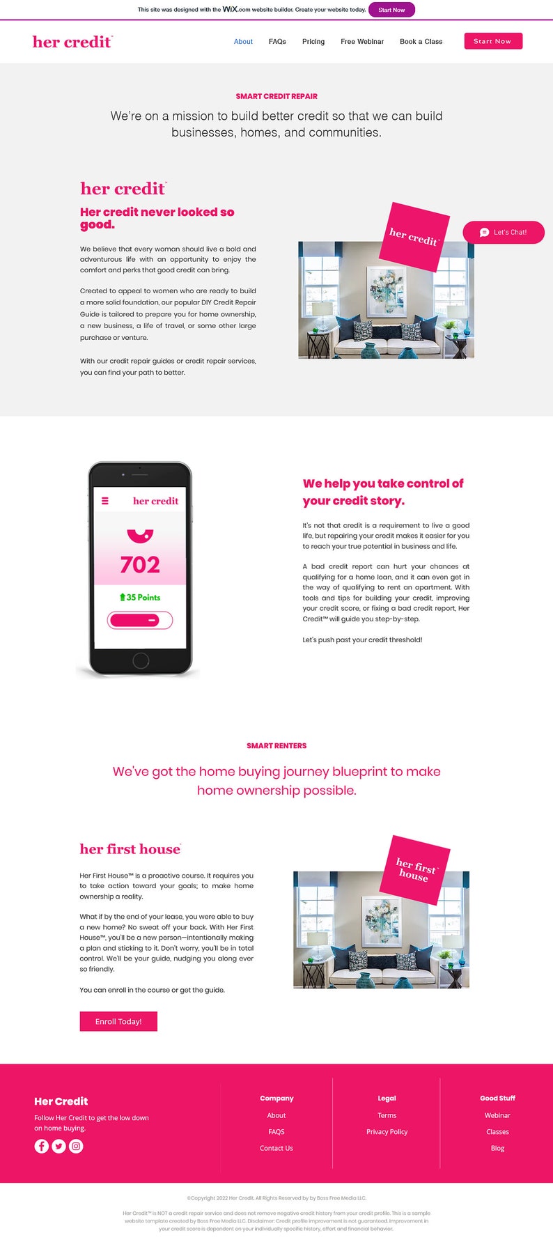 Credit Repair Business Website Template, Premium Wix Website Template, Pink Website Theme, Web Design, Boss Free Media image 3