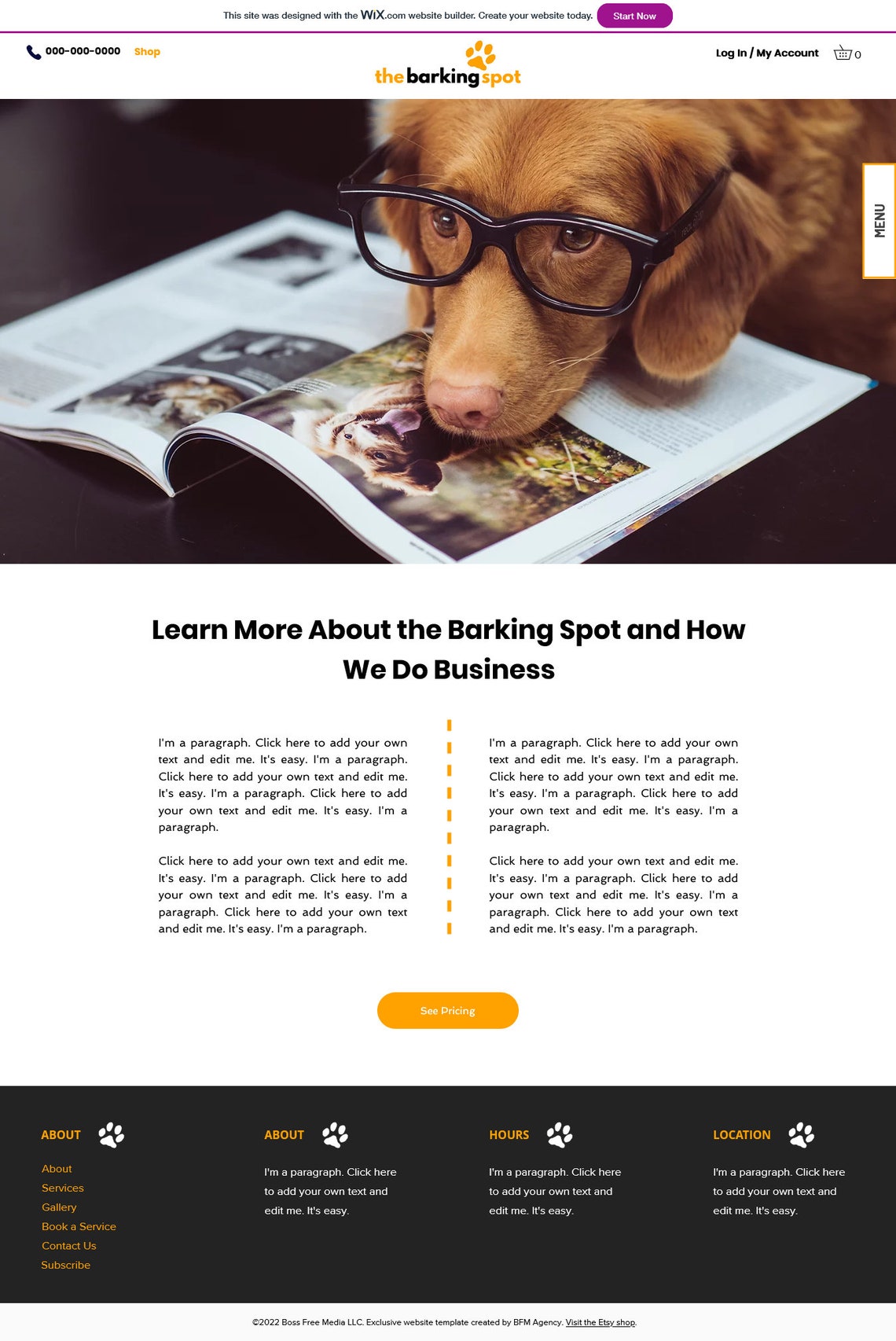 Dog site Template Wix Premium Wix site Template Perfect for Dog