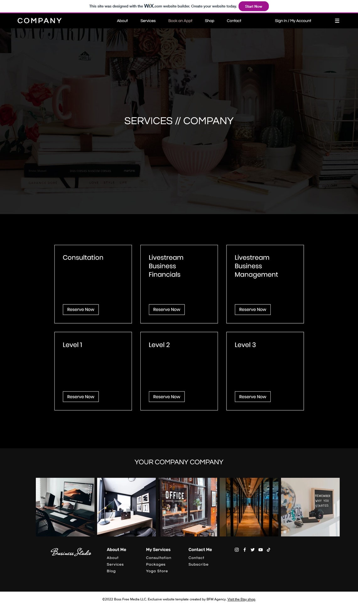 Classic Black site Template for Women Entrpreneurs, Wix site