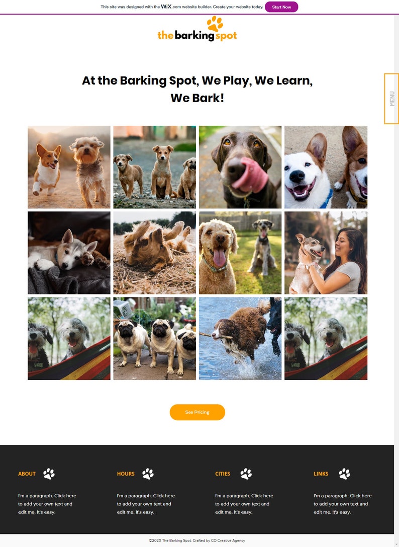 WIX site Template Dog Related Dog Sitting Dog Walking Etsy