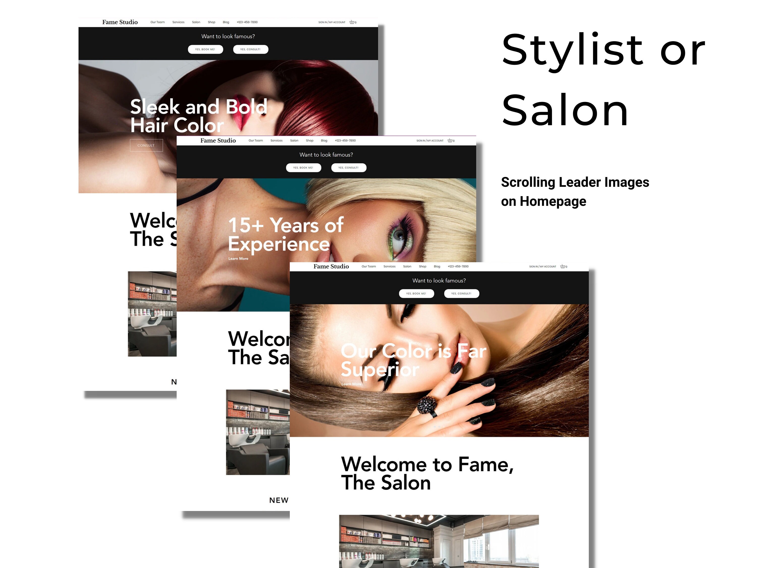 Hair Salon Website Template for Hair Stylist, Beauty, Skin Care, or
