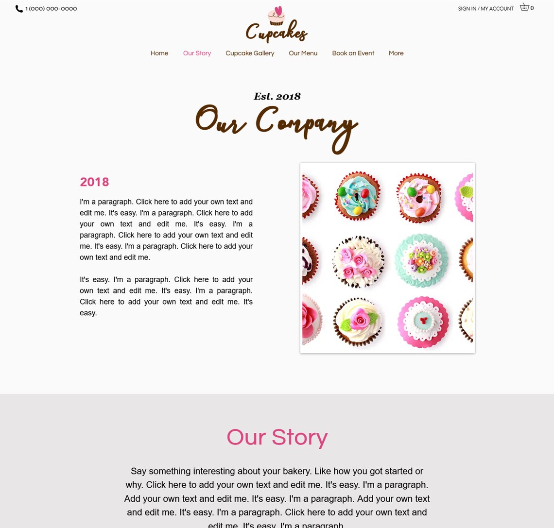 Cupcake Website Template Wix, Cake Bakery Website Template, Monthly