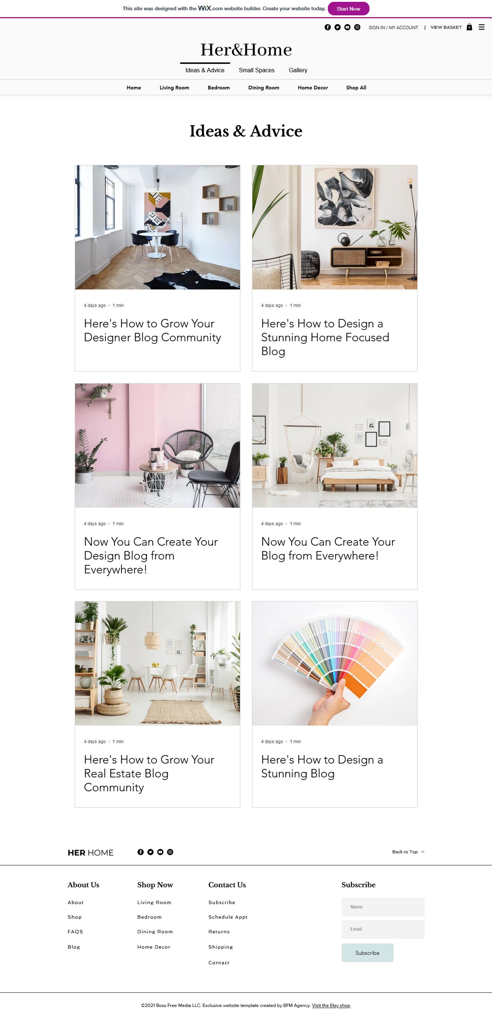 Interior Design site Template Wix Home Decor site Etsy