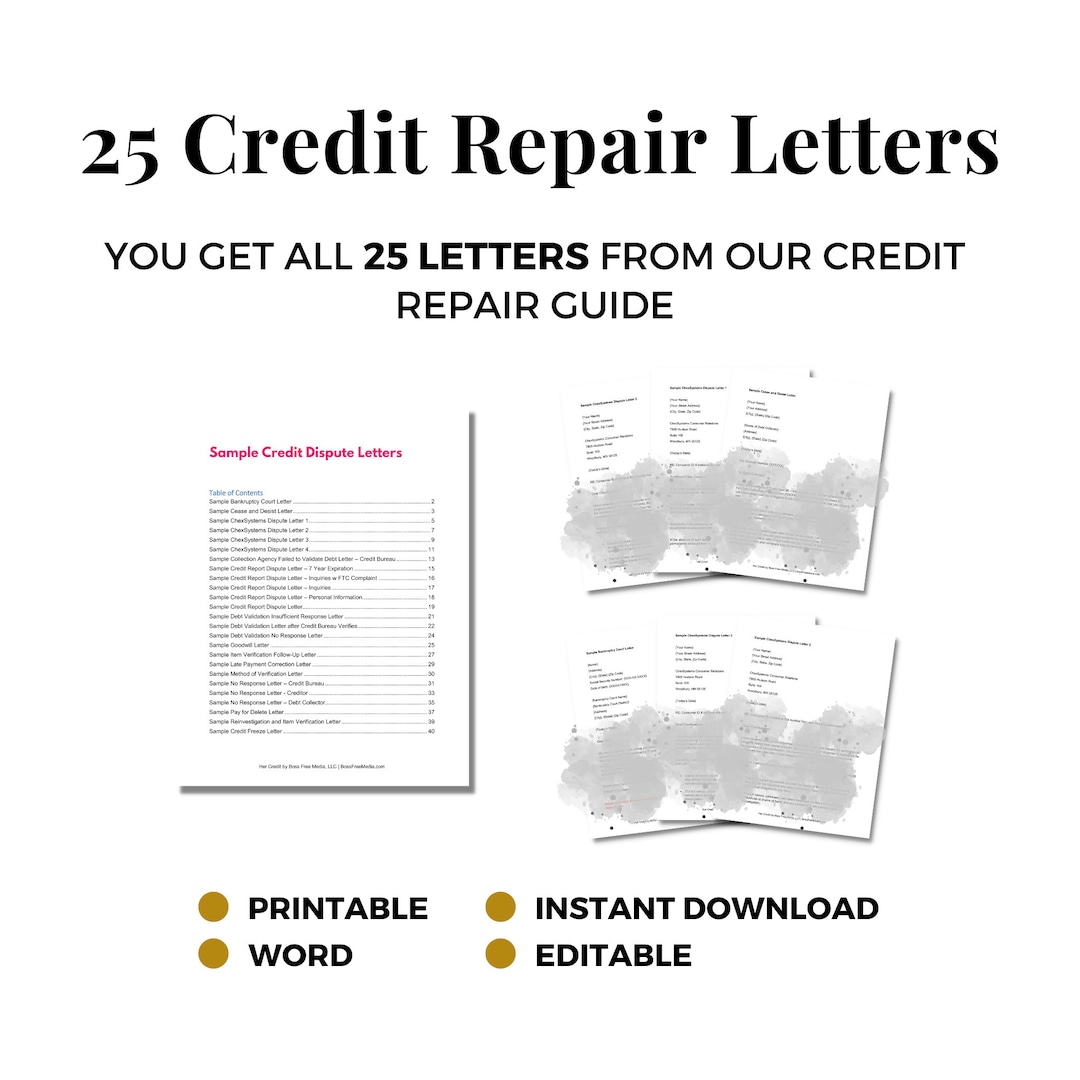 Credit Repair Letters, 25 Sample Credit Dispute Letters - Etsy credit-repair-letters-25-sample-credit-dispute-letters-etsy