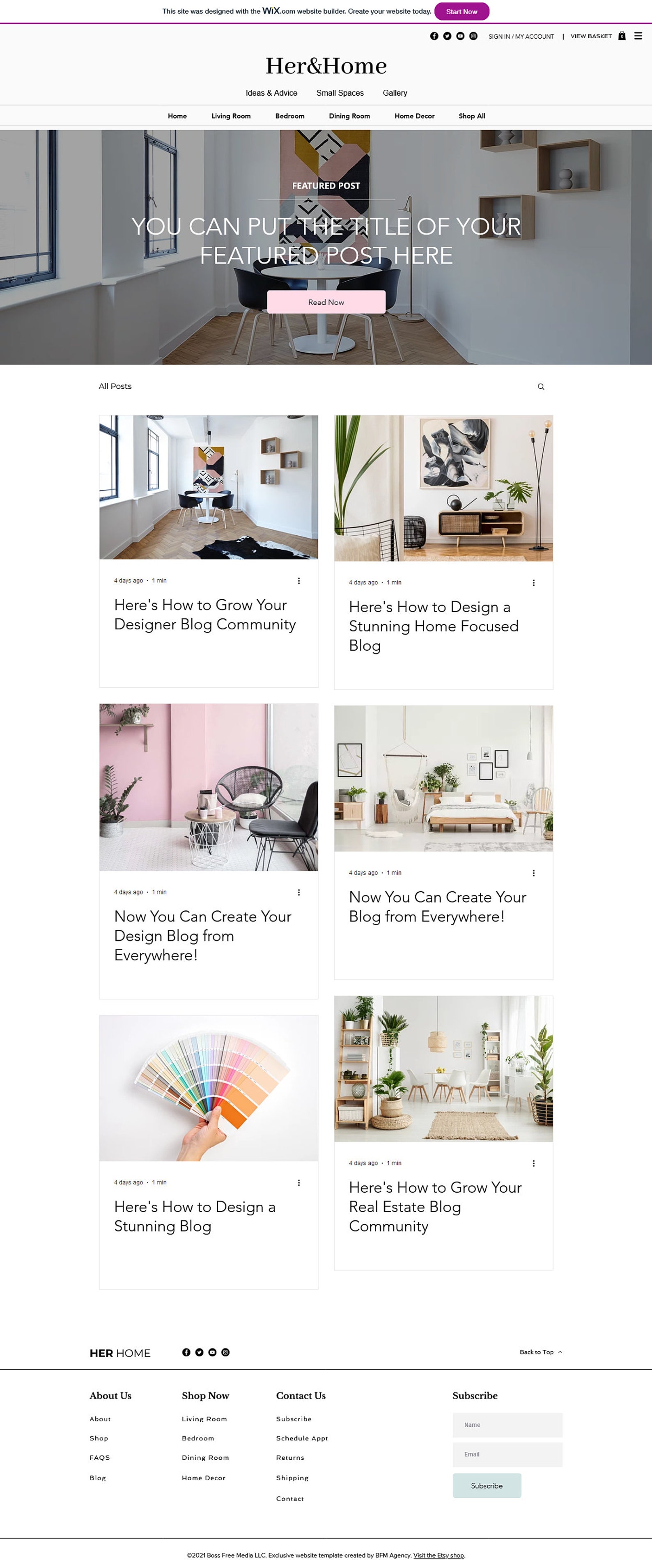 Interior Design site Template Wix Home Decor site Etsy