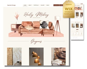 Interior Designer Website Template, Premium Wix Theme, Watercolor Theme, Home Related, 8 Pages! 100% Customizable, Boss Free Media