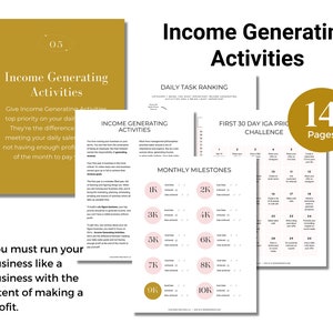 Image of the Income Generating Activities section of the 100K Business Planner Workbook. It says, You must run your business like a business with the intent of making a profit.