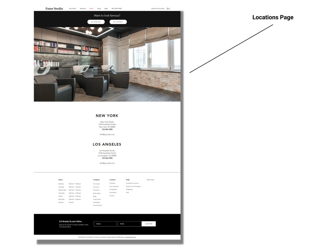 Hair Salon Website Template for Hair Stylist, Beauty, Skin Care, or