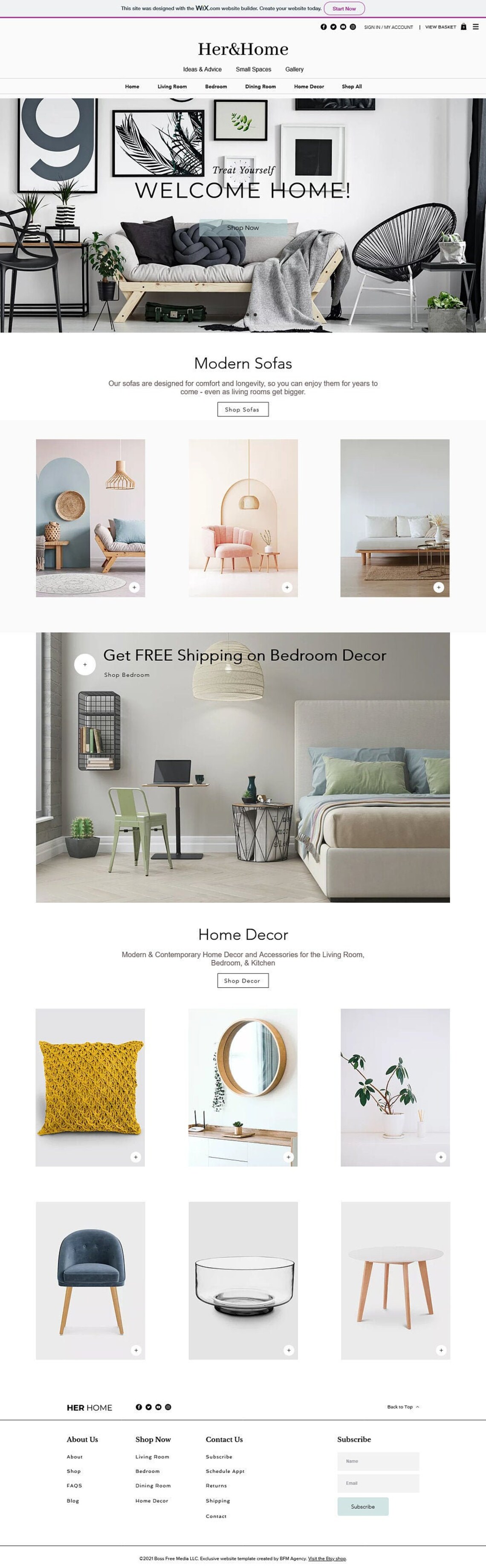 Interior Design site Template Wix Home Decor site Etsy