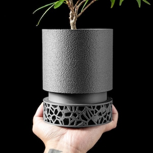 Planter Pot with Geometric Saucer – Modern Plant Pot for Stylish Indoor Gardens