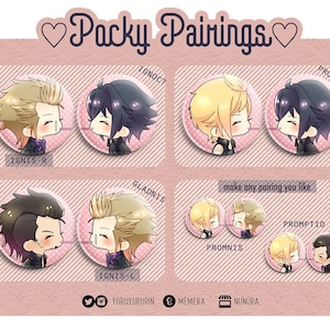 FFXV Pocky Pairings Ship Buttons Pins Can Badge | Final Fantasy XV 15