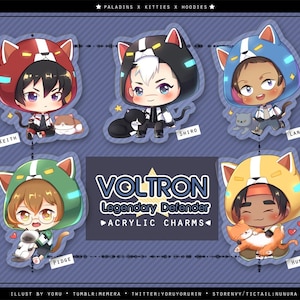 Voltron Holographic Kitty Hoodie Acrylic Keychains Charms Anime Kawaii
