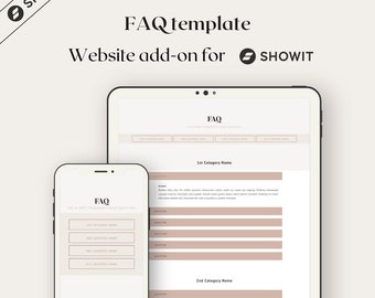 Showit FAQ, FAQ Accordeon  | Showit Template, Showit Add Ons, Showit Website Template