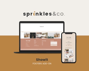 3x Footer add-on | for Desktop and Mobile | Showit Template, Showit Add Ons, Showit Website Design