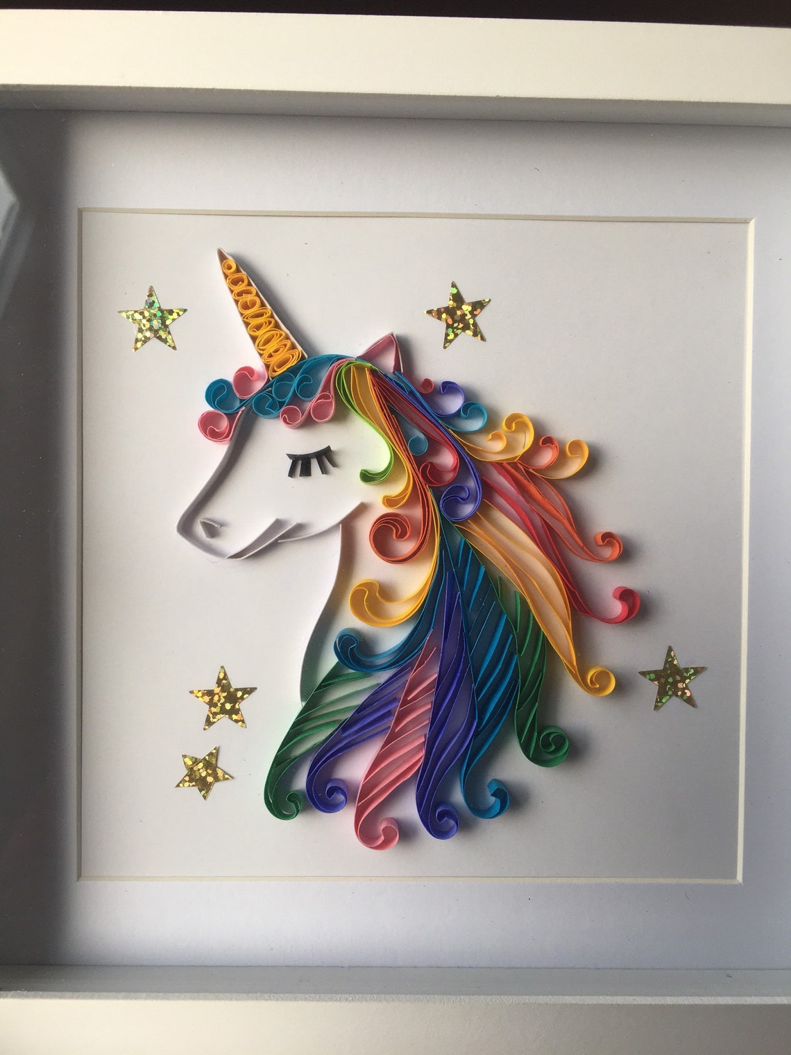 Quilling Unicorn /rainbow colour quilled unicorn wall decor in | Etsy
