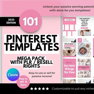 Direitos de revenda PLR do Pinterest 101 Modelos de pin do Pinterest Canva Licença de revenda de produto PLR Modelo de pin de direitos de revenda Modelo do Pinterest Canva