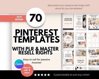 Pinterest PLR Resell Rights 70 Pinterest Pin Canva Templates PLR Product Resell License Resell Rights MRR Template Pinterest