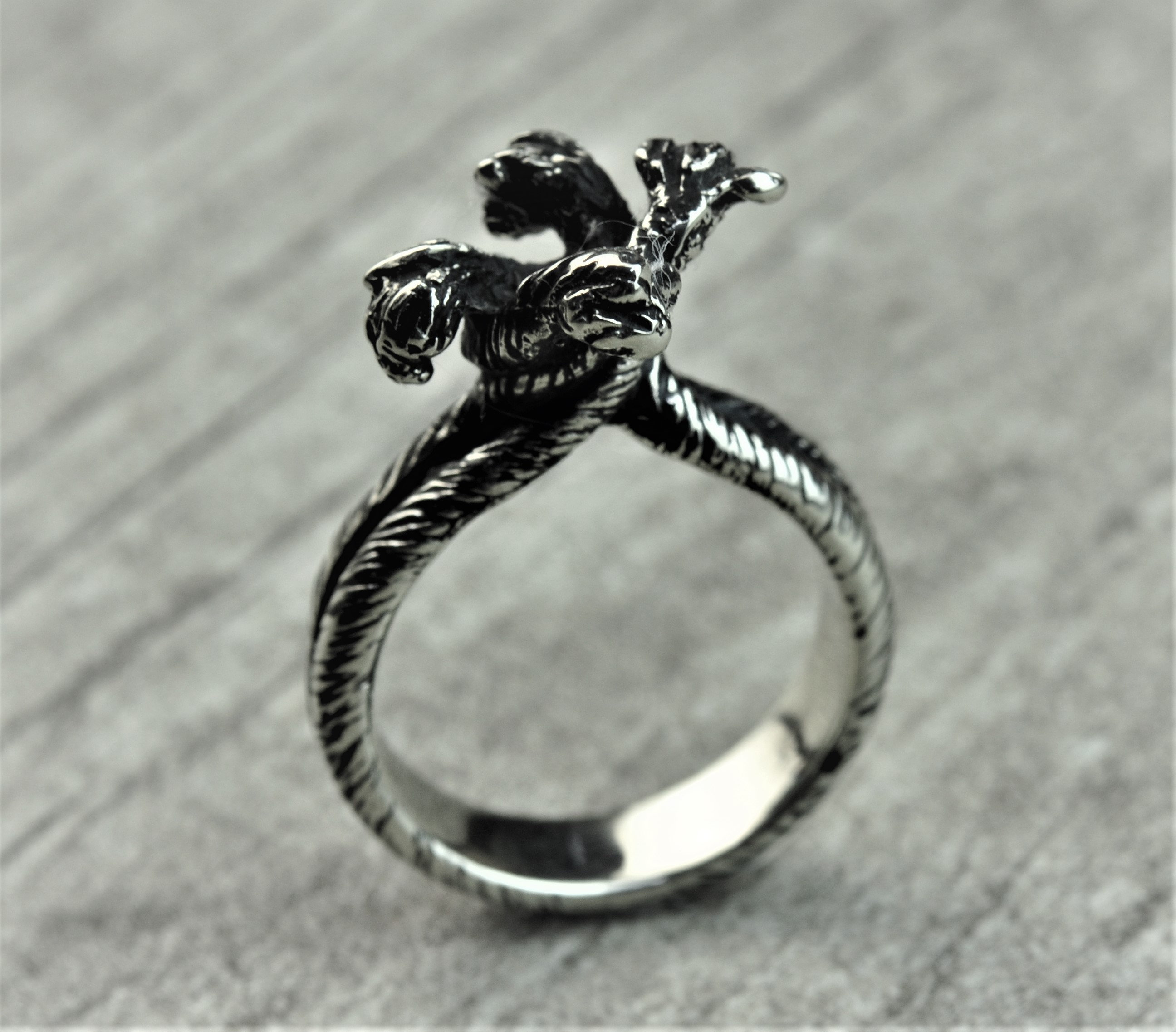 Goth engagement ring Promise ring for him Nature ring Etsy