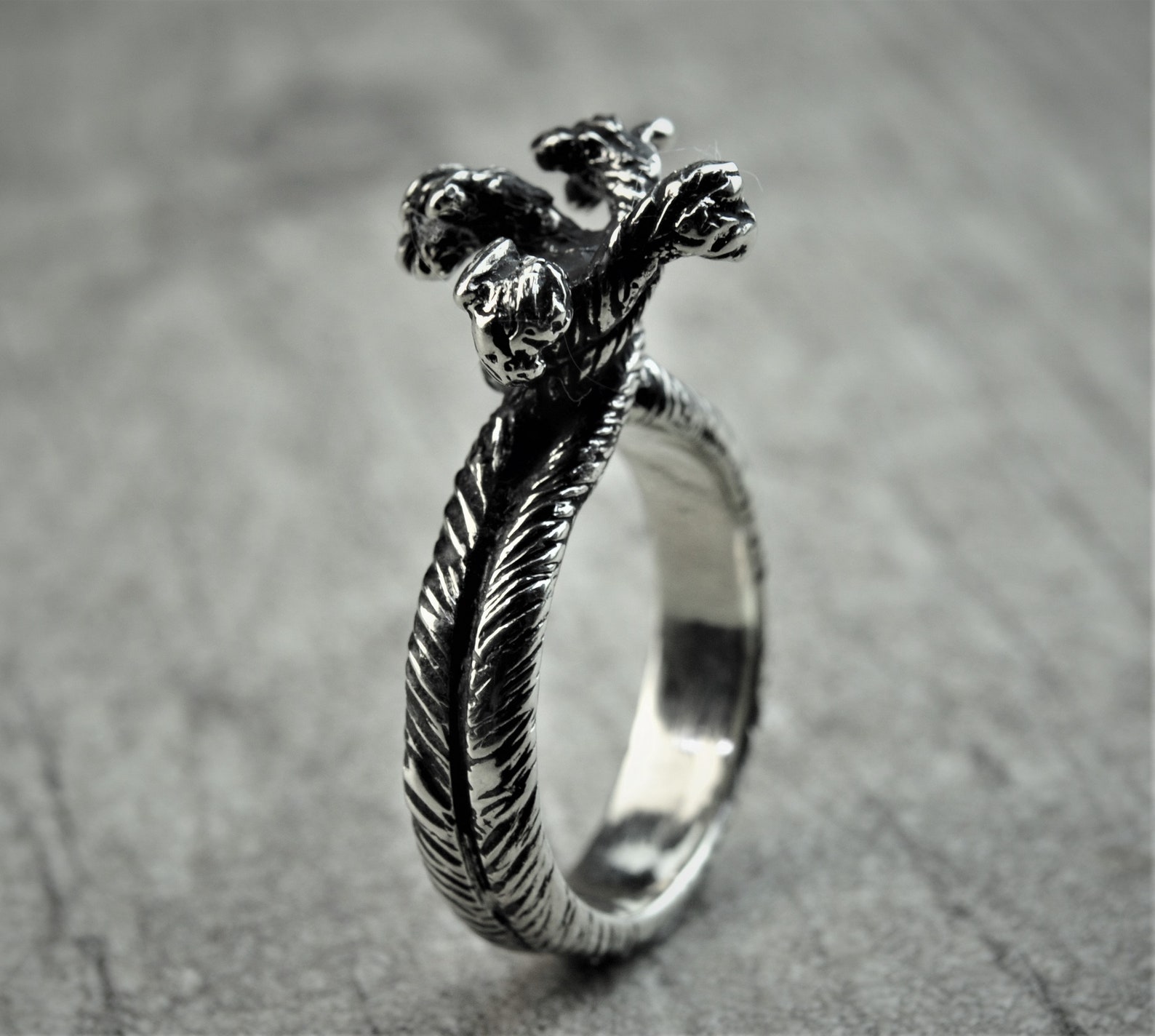 Goth engagement ring Promise ring for him Nature ring Etsy