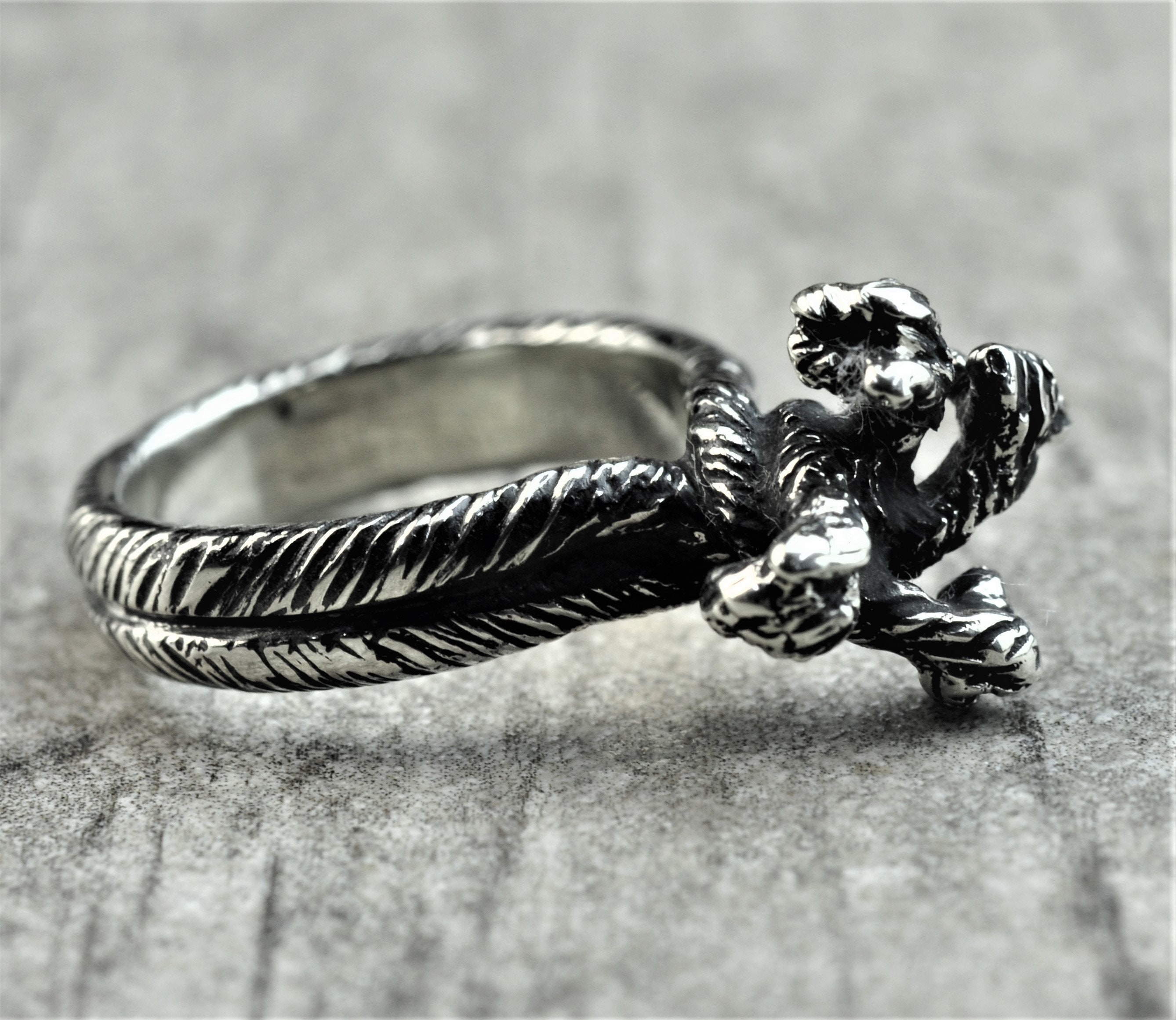 Goth engagement ring Promise ring for him Nature ring Etsy