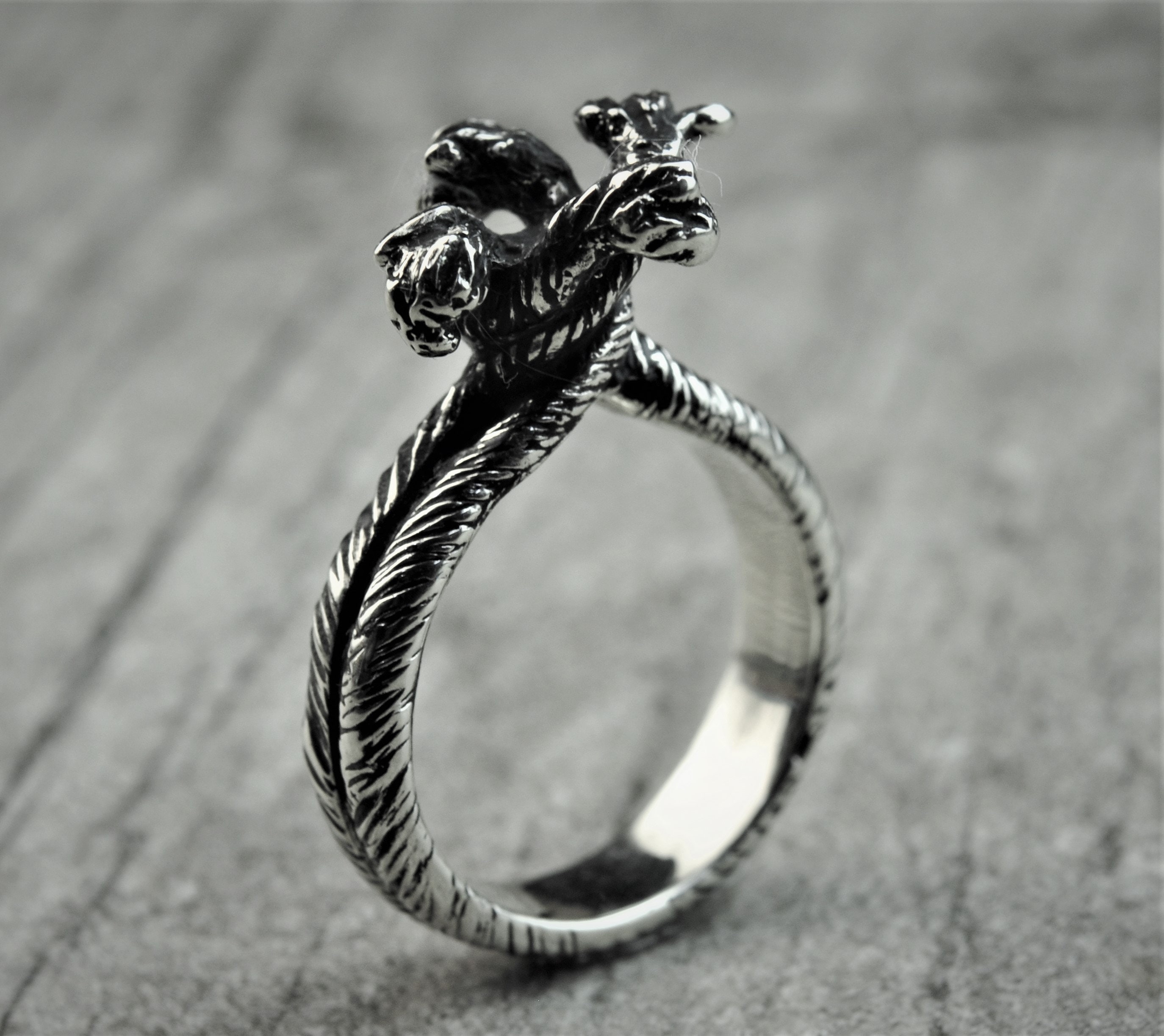 Goth engagement ring Promise ring for him Nature ring Etsy