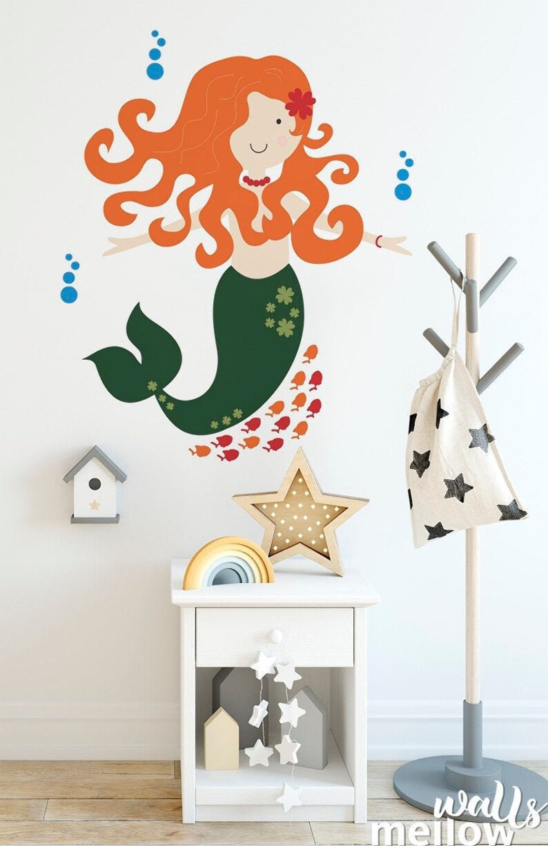 Mermaid Wall Decal for Under the Sea Decal Colorful Wall Etsy