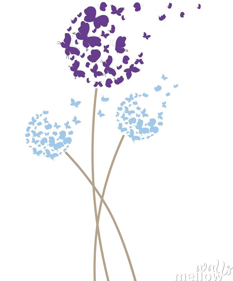 Butterfly Dandelion Wall Decal Wall Decal Nursery Decor Etsy