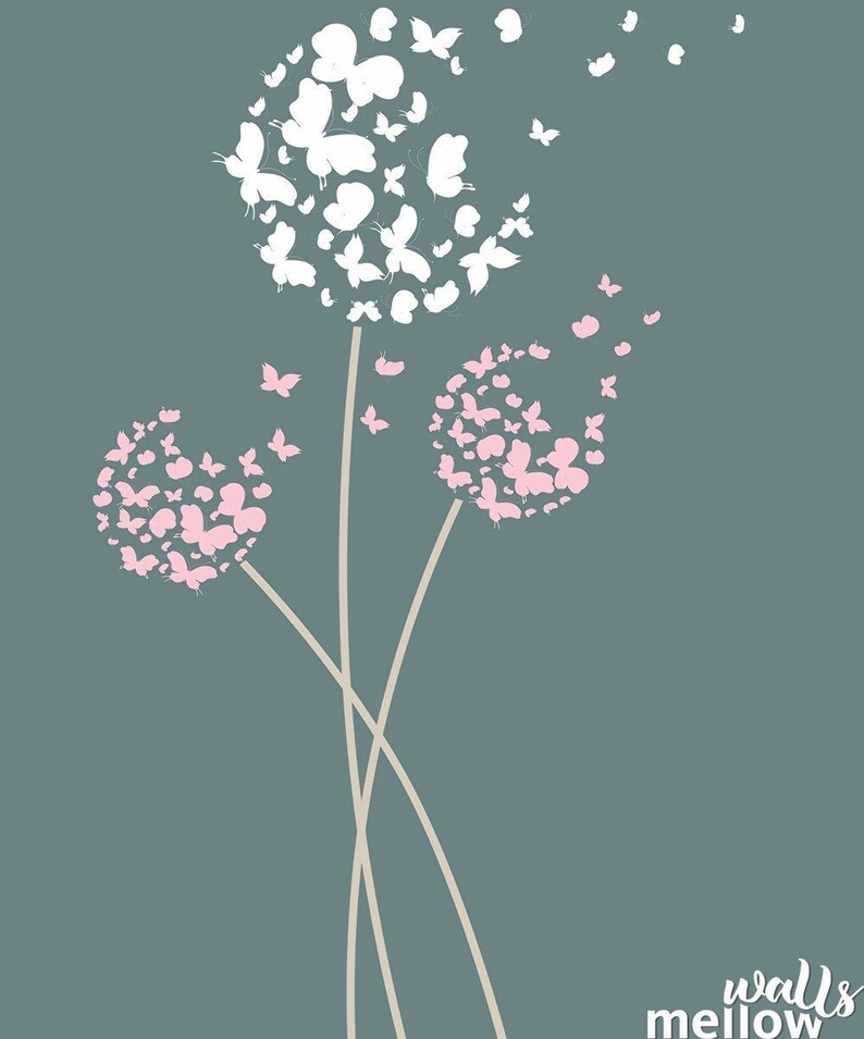 Butterfly Dandelion Wall Decal Wall Decal Nursery Decor Etsy
