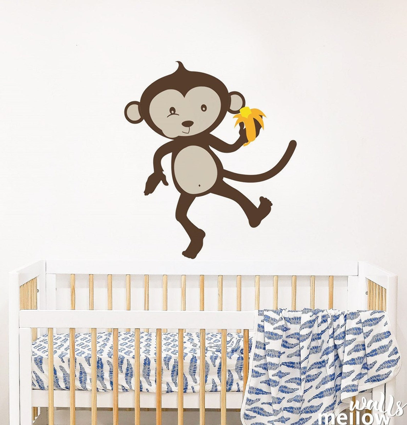 Monkey Vinyl Wall Decal for a Safari Colorful Wall Decals Etsy