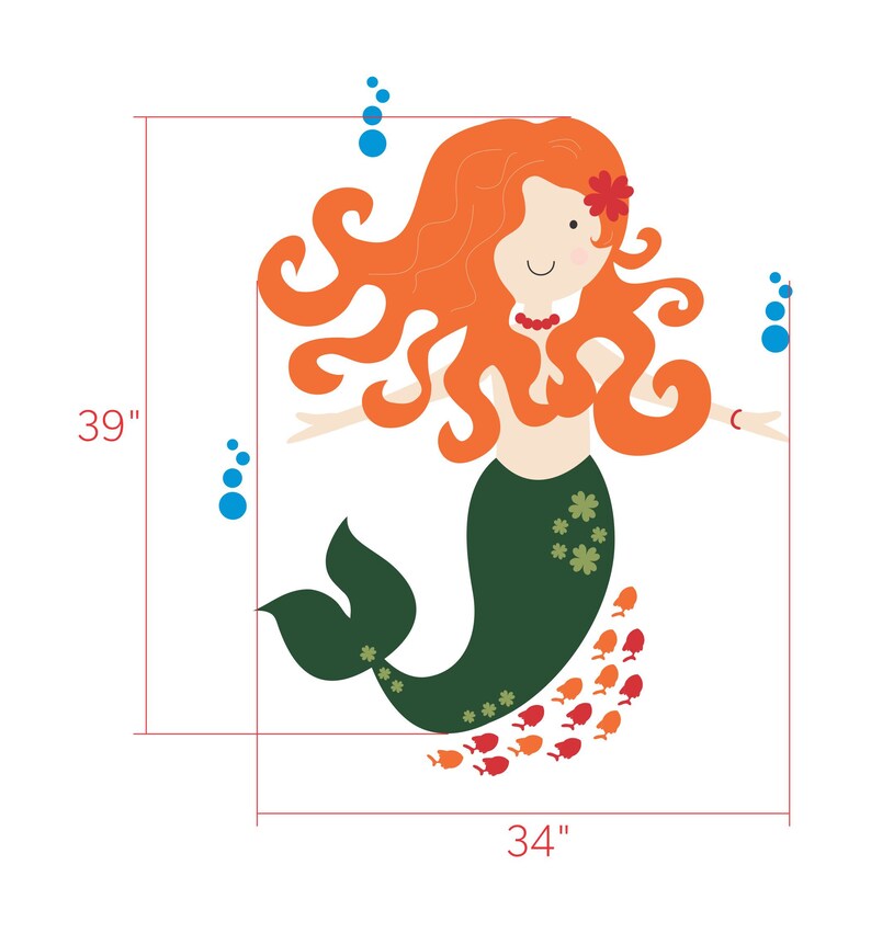Mermaid Wall Decal for Under the Sea Decal Colorful Wall Etsy