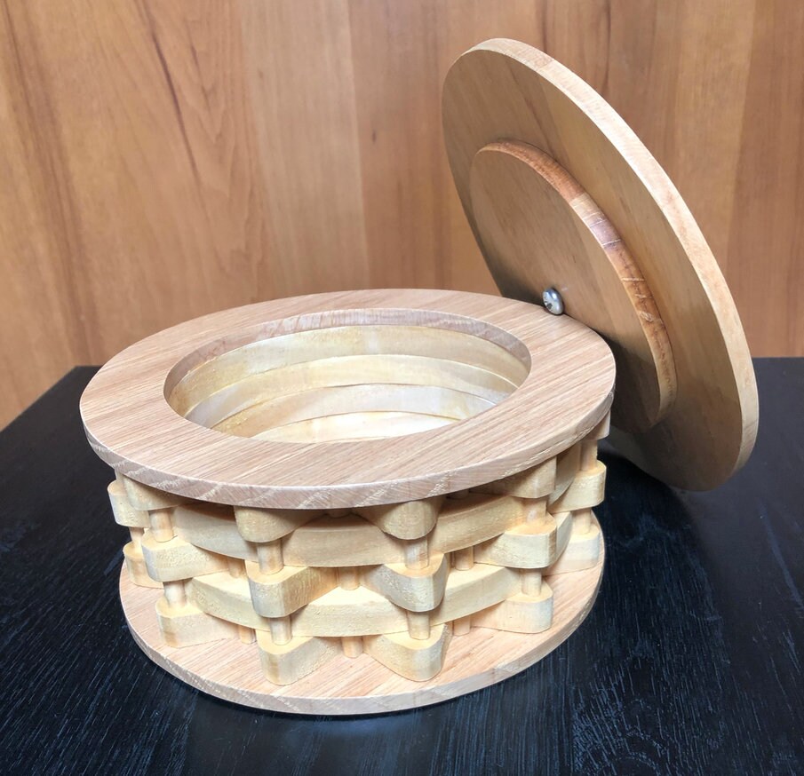 Wooden round box with lid Etsy