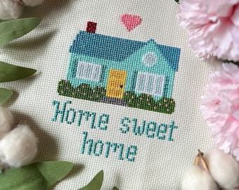 Home Sweet Home Cross Stitch Pattern - PDF Instant Download, Housewarming Gift, New Home Gift