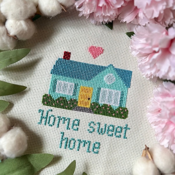 Home Sweet Home Cross Stitch Pattern - PDF Instant Download, Housewarming Gift, New Home Gift