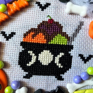 Small Halloween Witchy Ice Cream Cross Stitch Pattern - PDF Download