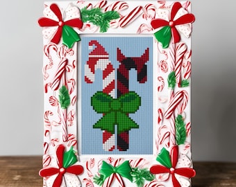 Spooky Sweet Candy Cane Cross Stitch PDF-patroon voor Kerstmis - digitale download, Merry and Scary Christmas-kruissteek