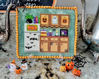 Nostalgic Halloween Cross Stitch Pattern PDF - Digital Download - Cozy Kitchen - Fall Cross Stitch