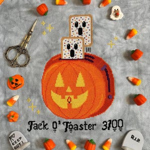 Jack O &#39;Toaster Kreuzstichmuster PDF - Digitaler Download - Lustiger Kreuzstich - Gruseliger Kreuzstich - Halloween Kreuzstich - Kürbis