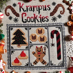 Festive Krampus Cookies Stitch-a-long Cross Stitch Pattern - PDF Download for Christmas Fun, Christmas Craft, Mystery Cross Stitch SAL