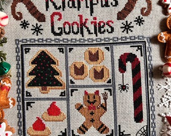 Festive Krampus Cookies Stitch-a-long Cross Stitch Pattern - PDF Download for Christmas Fun, Christmas Craft, Mystery Cross Stitch SAL