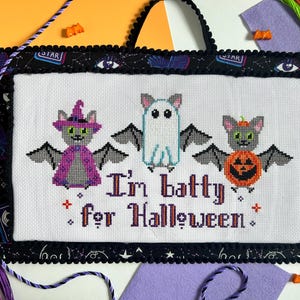 Halloween Bats Cross Stitch Pattern PDF - Digital Download - Cute Halloween - Funny Halloween - Bat Cross Stitch - Halloween