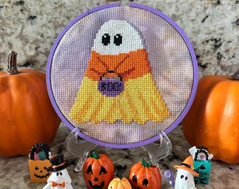 Candy Corn Ghost Cross Stitch Pattern PDF - Digital Download - Halloween Pattern - Trick or Treat