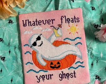 Summerween Ghost Cross Stitch Pattern PDF - Digitial Download - Funny Cross Stitch - Halloween Cross Stitch