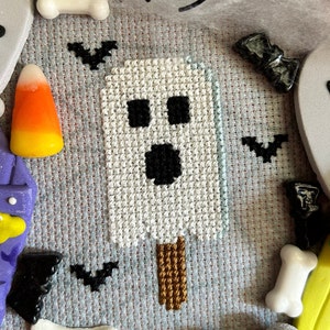 Ghostly Halloween Treat Cross Stitch Pattern - PDF Download