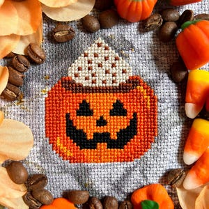 Halloween Pumpkin Spice Cross Stitch Pattern - Digital Download PDF
