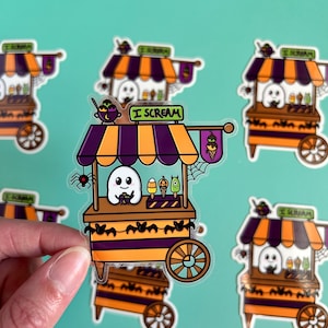 Summerween Ice Cream Ghost Sticker - Halloween Sticker - Cute Ghost Sticker - Ice Cream Sticker - Summerween Sticker - Halloween Ice Cream