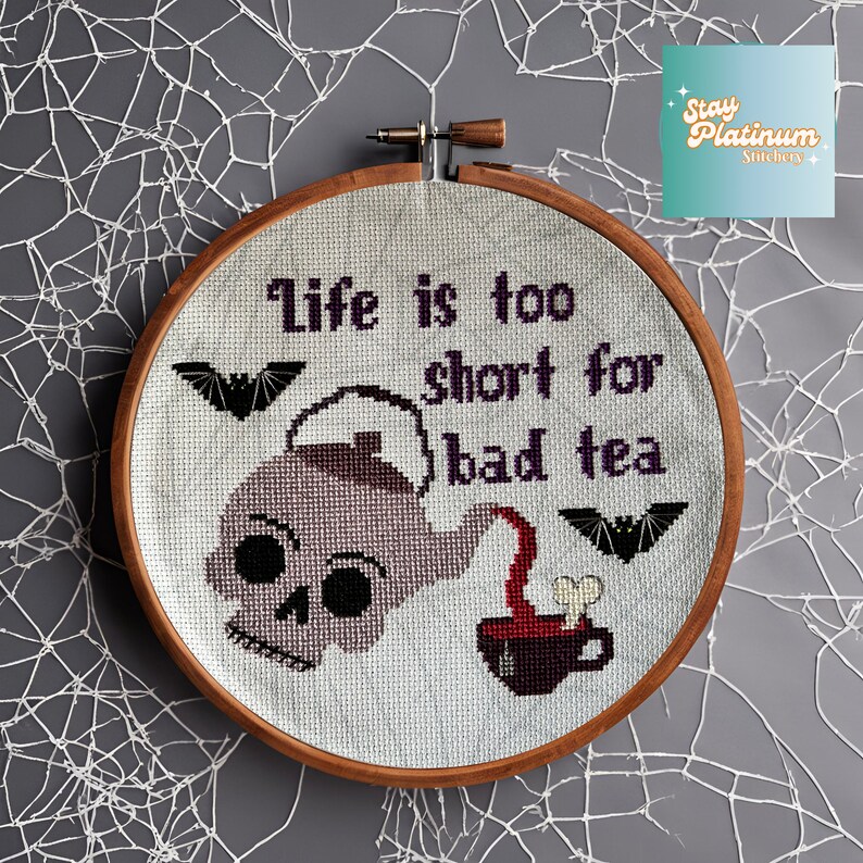 Halloween Spooky Tea Cross Stitch Pattern - Instant Download PDF - Etsy