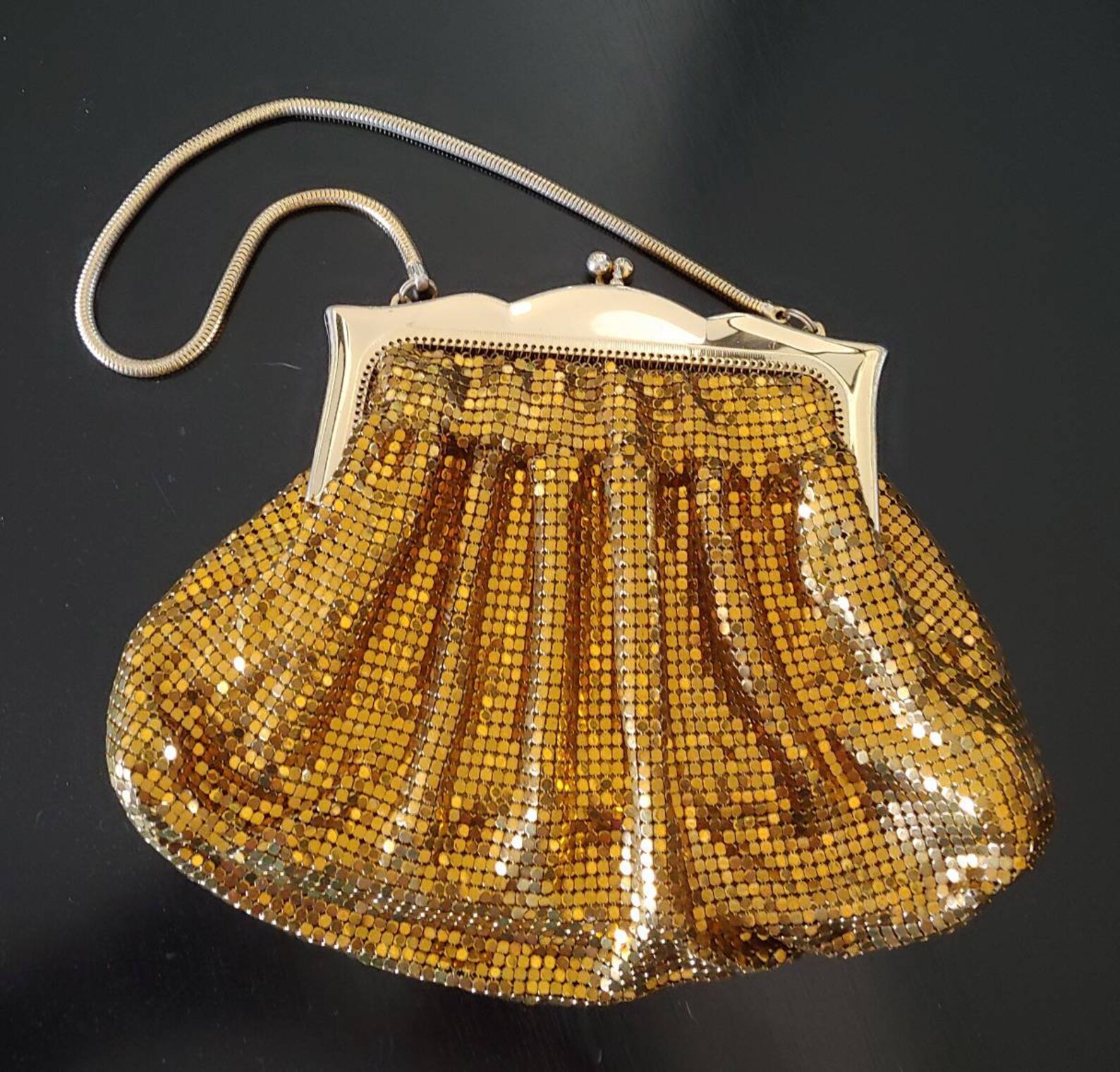 Vintage Glomesh Gold Metal Mesh Purse Disco Handbag with Chain Etsy