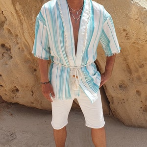 Kimono da uomo, Kimono Boho, Kimono Vecation, Kimono unisex, Cover up, Kimono abito Festival, Kimono corto